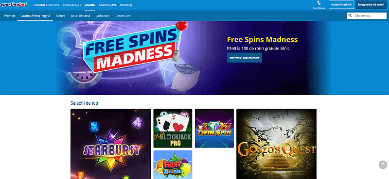 sportingbet casino online free spins madness pagina principala site