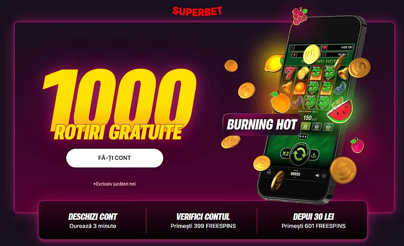 1000 Rotiri Gratuite Superbet Casino fără depunere